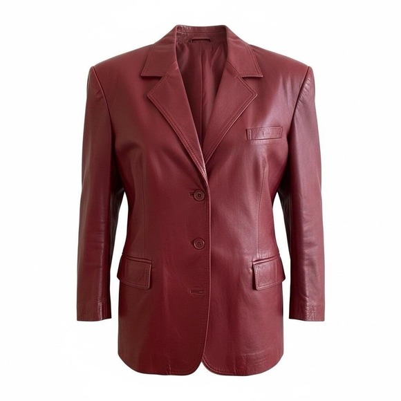 Red Jacket Jackets & Blazers - Womens Leather Jacket Red XL Sz 22 New With Tags Vintage Retro Style